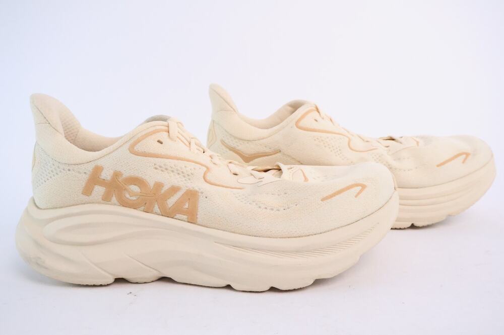 Hoka One Clifton 10 Shoes Women Size 8.5 B Vanilla Birch’ Gold Running #129